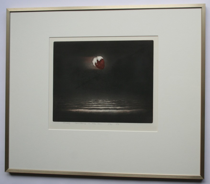 Madeleine Leddy, aquatint ets, 'Something in the air..' 1983, gesigneerd verkocht voor € 50!