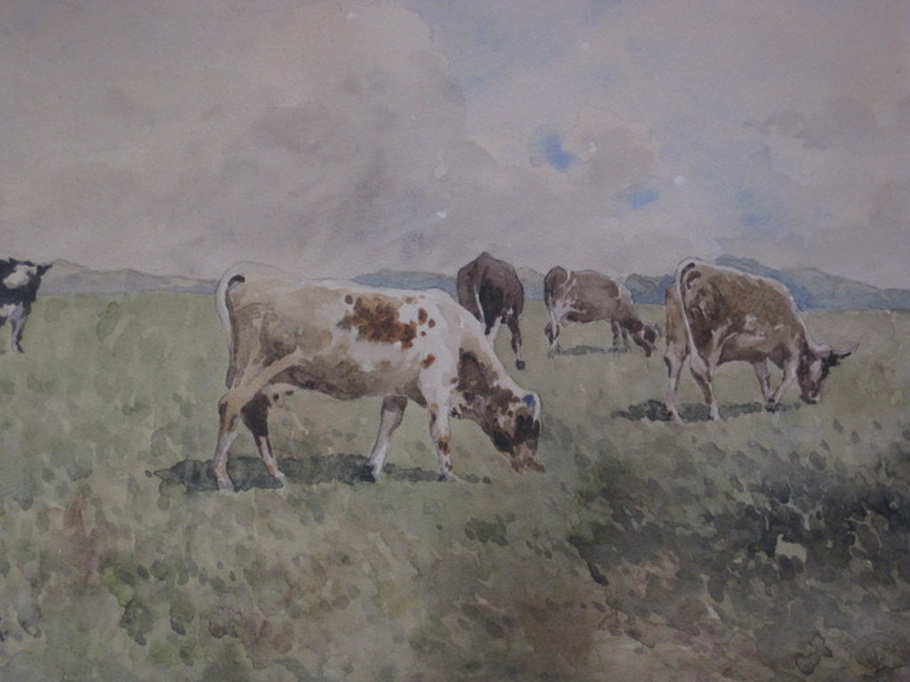 Hongaarse school aquarel "koeien in polder" gesigneerd Bereczk ca. 1920 kopen? Bied vanaf 1!