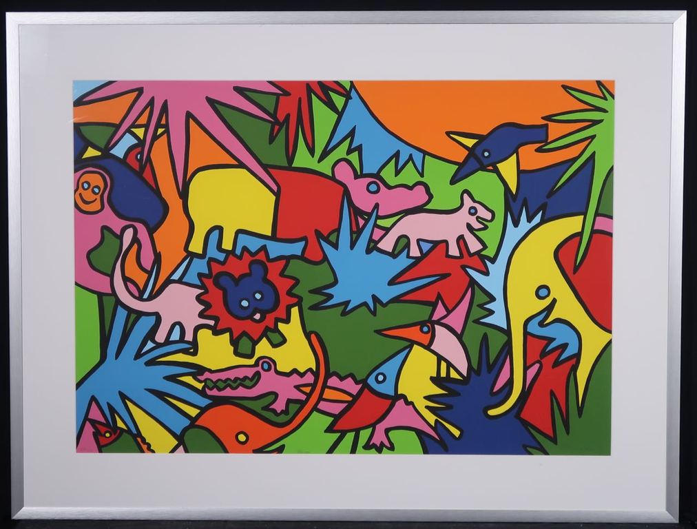 Shunyam: Zeefdruk, Kenya - Ingelijst (groot) verkocht voor € 100!