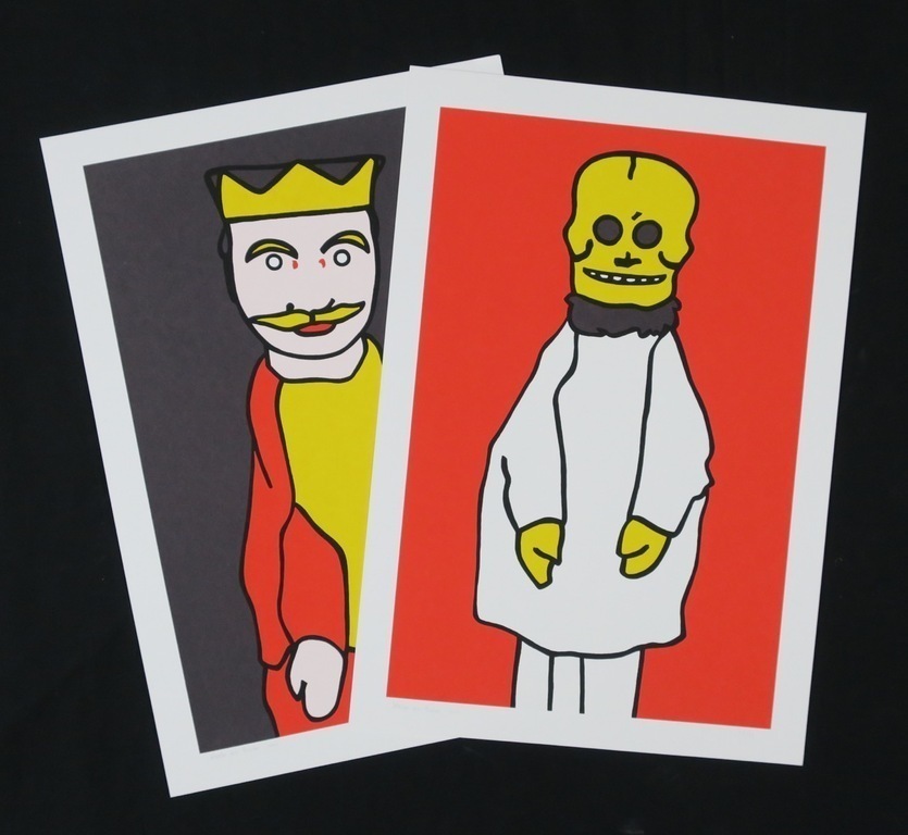 Lot met 2 zeefdrukken van Wouter van Riessen: Kroon en Death kopen? Bied vanaf 1!