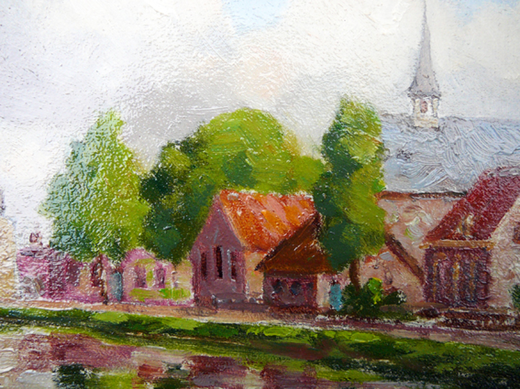 Dorpsgezicht De Meern -olieverf circa 1925- kopen? Bied vanaf 30!