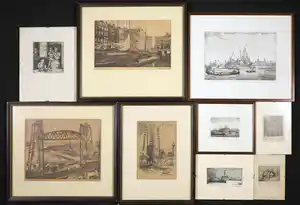 Marius de Jongere - en anderen - Lot van negen stuks ingelijst grafiek verkocht voor € 60!