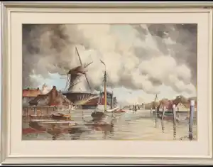 Hermanus Koekkoek (jr.) - Schitterend aquarel gesigneerd L van Staaten. verkocht voor € 200!