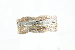 NV(75)- Exclusieve EFFY HEMATIAN 14 Krt tricolor fantasie ring - 0.50ct diamant kopen? Bied vanaf 780!