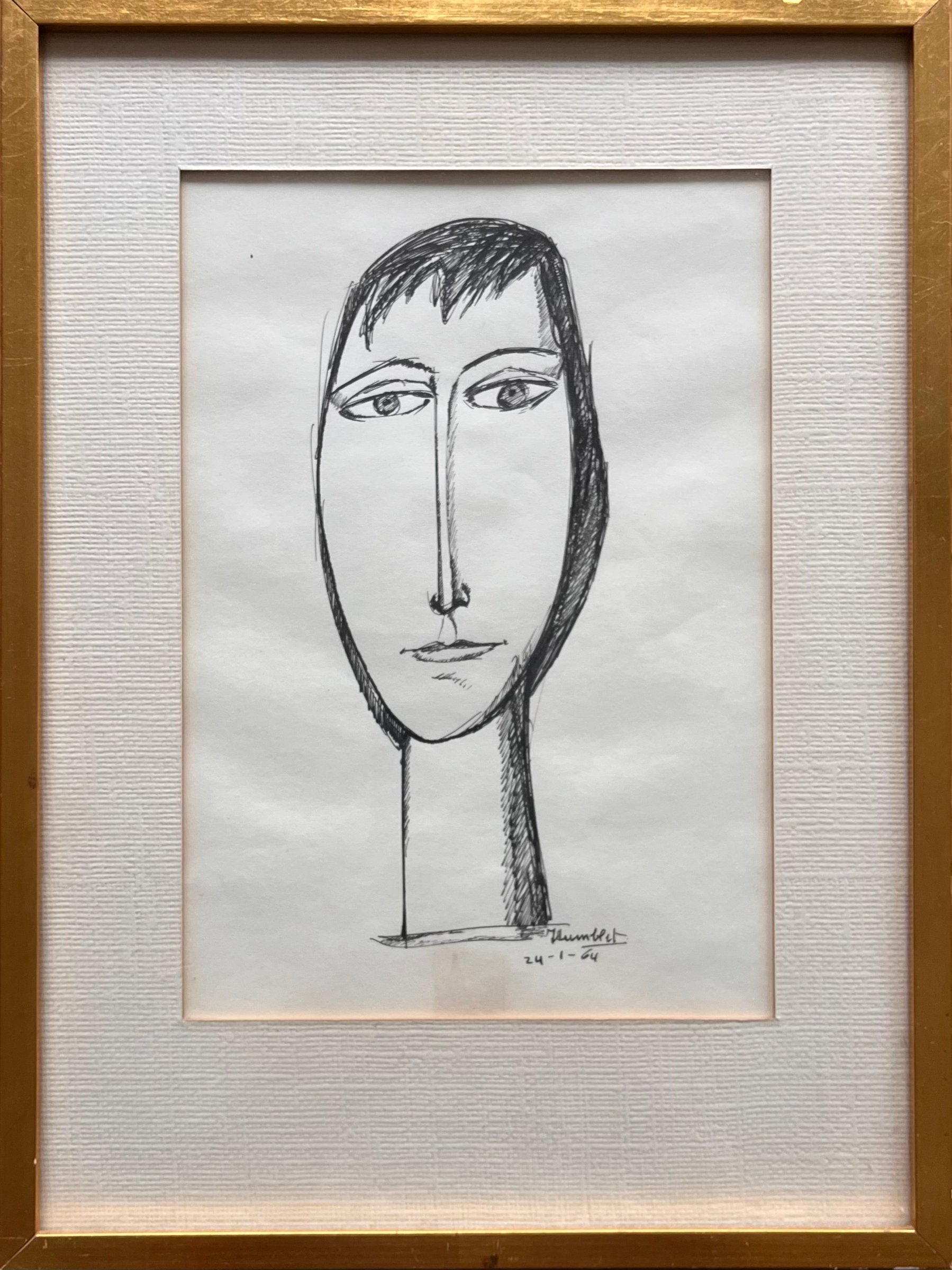 Theo Humblet - Gesigneerd origineel werk - 1964 - "Hoofd" kopen? Bied vanaf 75!