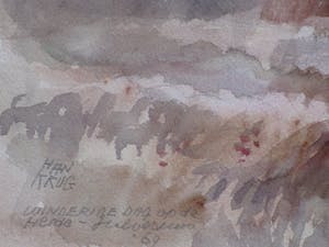 Han Krug - Winderige dag op de heide - Hilversum - Aquarel kopen? Bied vanaf 1!