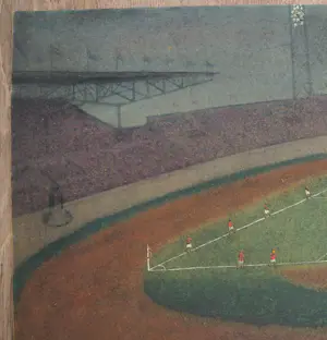 Niet of onleesbaar gesigneerd - Voetbalwedstrijd (Olympisch stadion Amsterdam ? ) kopen? Bied vanaf 10!