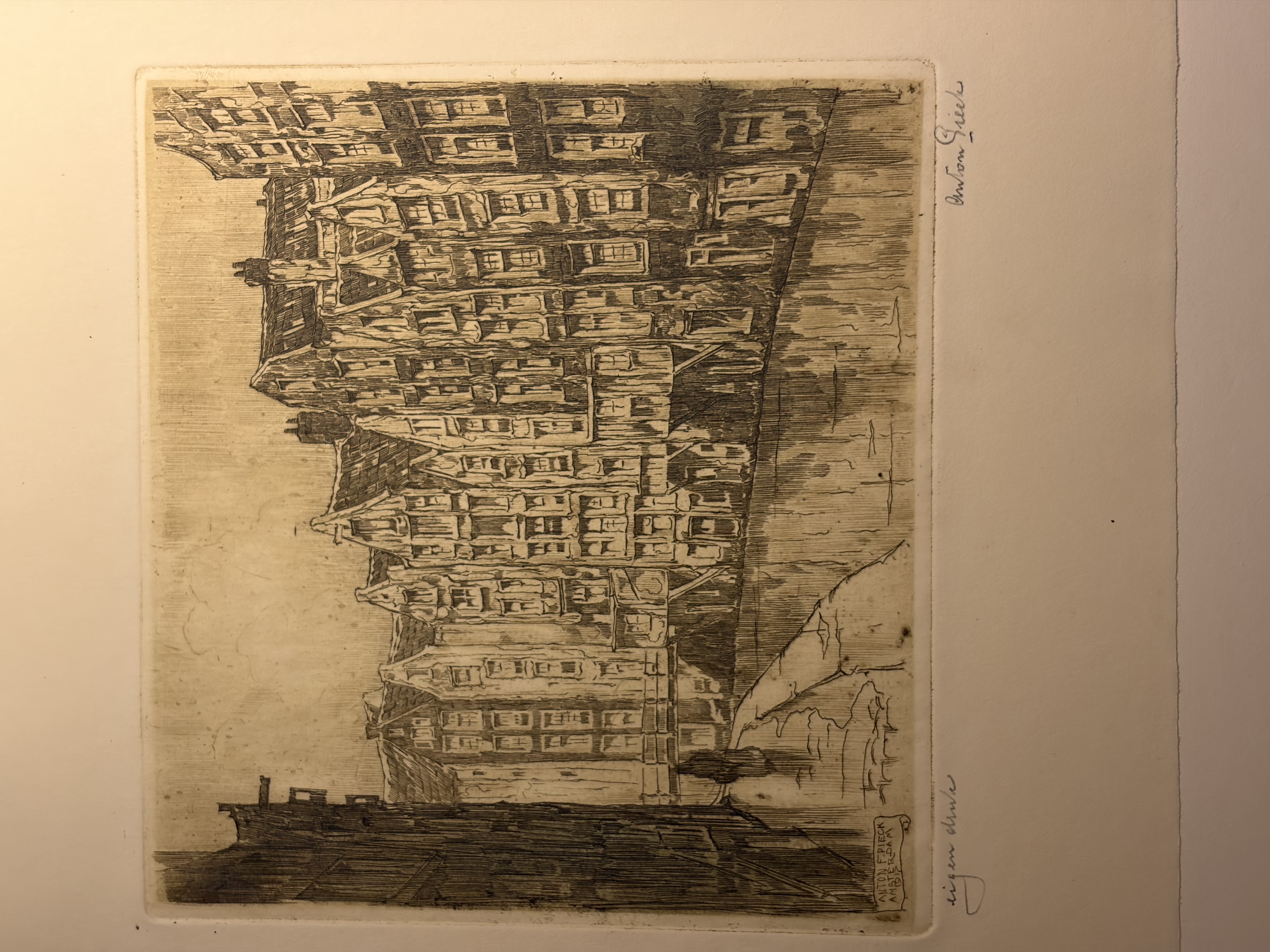 Anton Pieck - Oudezijds Achterburgwal, Amsterdam (1917) – Originele ets "Eigen druk" kopen? Bied vanaf 199!