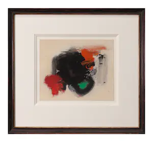 Eugène Brands - Ingelijste gouache: Abstracte voorstelling: black centre - 1993 kopen? Bied vanaf 1295!