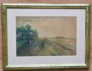 Niet of onleesbaar gesigneerd - landschap met huis, kopen? Bied vanaf 1!