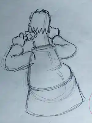 Matt Groening - originele productietekening - Homer - ingelijst verkocht voor € 85!