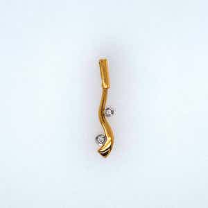 18K Goud - handgemaakte bicolor hanger met diamant,2,35 gr. verkocht voor € 140!