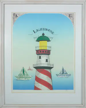 Helmut Böhm - Ets, Lighthouse - Ingelijst kopen? Bied vanaf 40!