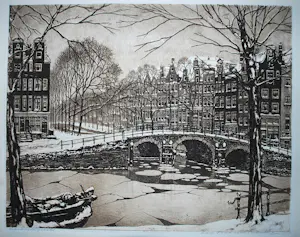 Cornelis Brandenburg - Leidsegracht - Amsterdam - grote ets - nr.25 - ingelijst kopen? Bied vanaf 100!