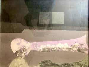 Jan van den Bergh - Afspraak - Zeefdruk op textiel verkocht voor € 50!