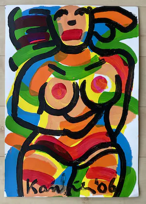 Jacob Kanbier - Acryl op papier: zonder titel - 2006 kopen? Bied vanaf 50!