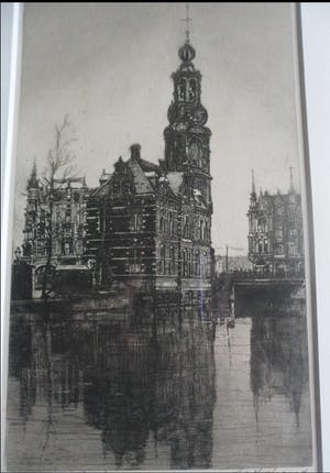 Johannes Josseaud - Ets, Munttoren te Amsterdam kopen? Bied vanaf 35!