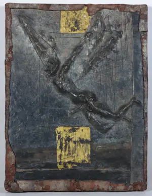 Pieter Kortekaas - Wandobject/reliëf van zink en goudverf op hout, Lucifer kopen? Bied vanaf 150!
