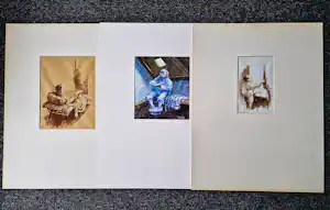 Hans van Norden - Drie karikaturale aquarellen op papier "man alleen" gesigneerd verkocht voor € 48!