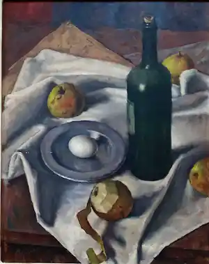 Johan Ponsioen - Stilleven met Fles / Fruit / Tinnen Bord - Olieverf Schilderij verkocht voor € 850!