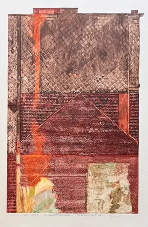 Miki Van der Eecken - Kleurets aquatint - Miki Van Der Eecken - "GEVEL 5" - 1/50 - 1974 kopen? Bied vanaf 75!