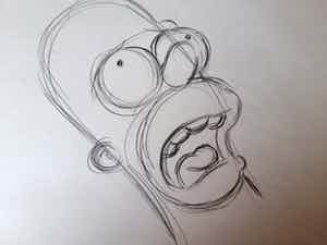 Matt Groening - originele productie tekening, The Simpsons, Homer, ingelijst + certificaat verkocht voor € 200!