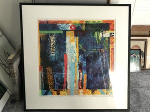 Jos Verwiel - Zeefdruk Nr. 74 - Blue Tombe - Ingelijst kopen? Bied vanaf 110!