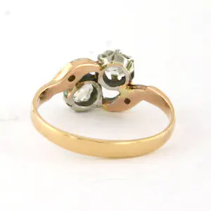 ART NOUVEAU 18k gouden ring met old mine cut en roos geslepen diamanten kopen? Bied vanaf 635!