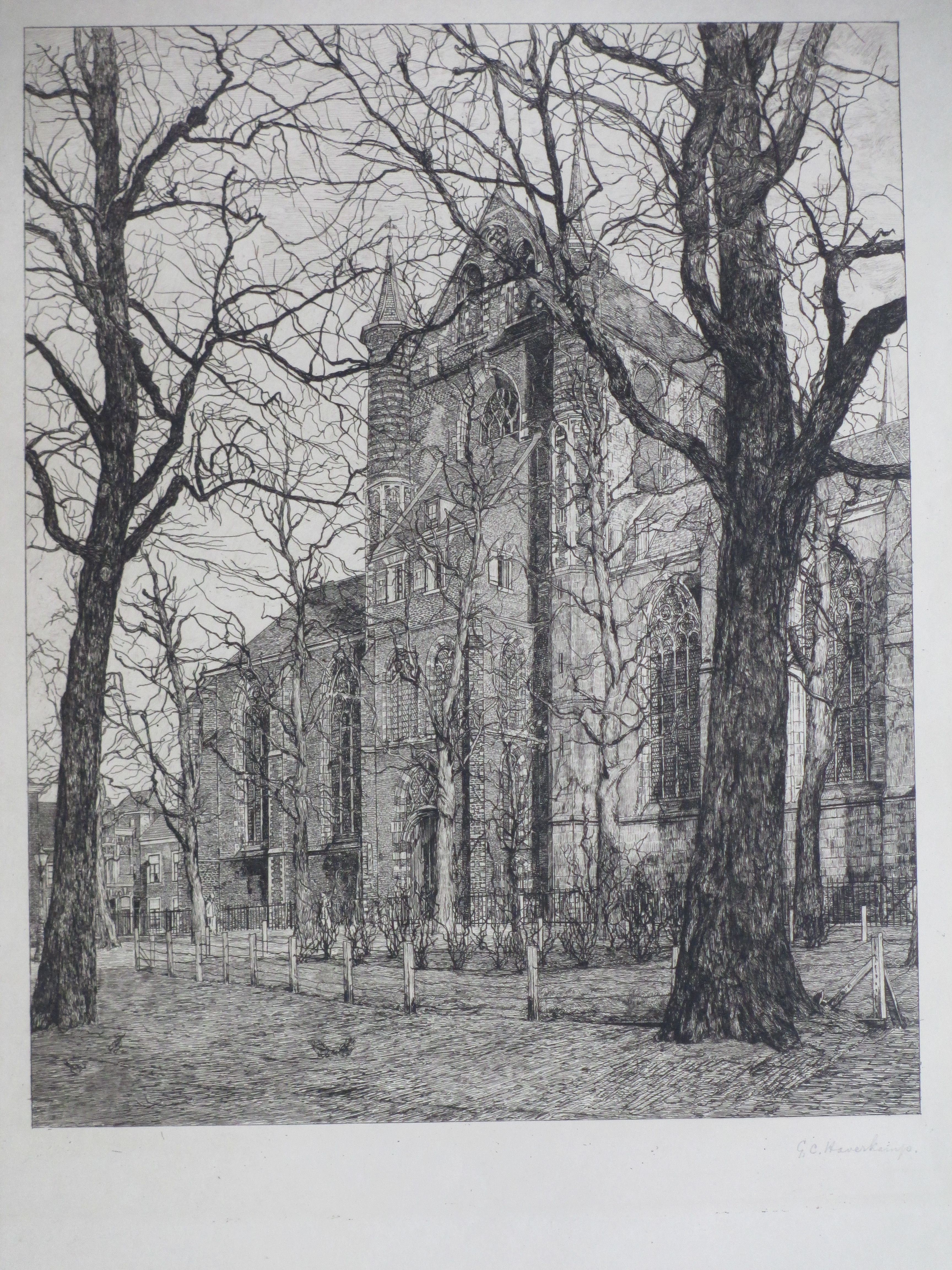 Gerrit Haverkamp - Pieterskerk Leiden - Ets kopen? Bied vanaf 75!
