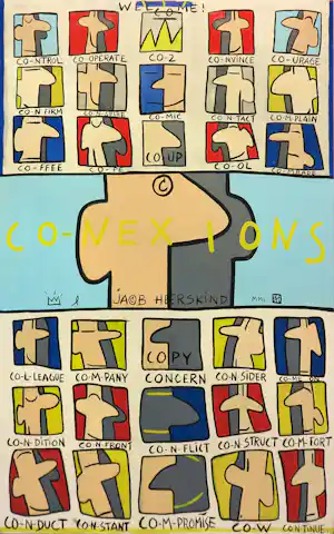 Jacob Herskind - Olieverf op doek, Co-nexions (Zeer groot!) verkocht voor € 300!