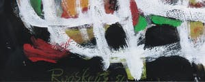 Anton Rooskens - Grote levendige gouache op papier met abstracte figuren - Ingelijst kopen? Bied vanaf 5000!