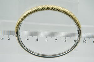1260 - Massief zilveren en 18 krt goud vergulde bicolor unisex "slaven" armband kopen? Bied vanaf 39!