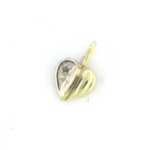 14k bicolor gouden hanger in een vorm van een hart met diamant kopen? Bied vanaf 35!