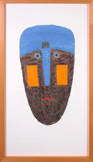 Alain Berck Vitz - Carborundum op geschept papier, Blue man II - Ingelijst verkocht voor € 101!