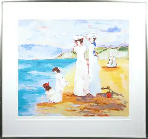 Annemiki Bok - Zeefdruk, Strand Dover - Ingelijst kopen? Bied vanaf 45!