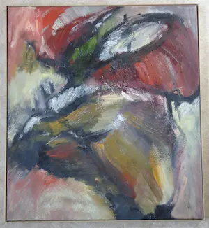 Ineke van Koningsbruggen - BEWEGING VAN HET LAND / OLIEVERF DOEK / 102x92cm / KADER / SIG / 1987 kopen? Bied vanaf 195!