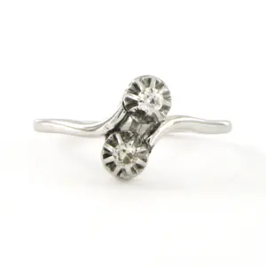 18k witgouden ring met bolsjewiek geslepen diamant tot. 0,14ct - G/H - Pique kopen? Bied vanaf 440!