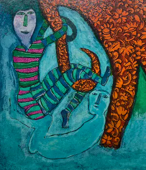 Shahid Parvez - handgesigneerde litho | 'Zonder titel' (INGELIJST kopen? Bied vanaf 1!