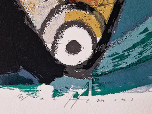 Piet Warffemius - Grote, in 1991 gemaakte kleuren lithografie "Latmul" beperkte oplage (38/60) kopen? Bied vanaf 34!