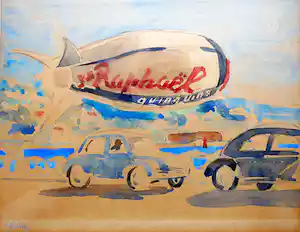 Fik Abbing - Le Lavandou Boulevard -aquarel circa 1950- verkocht voor € 45!