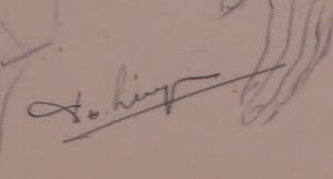 Niet of onleesbaar gesigneerd - Potloodtekening, Liggend figuur - Ingelijst kopen? Bied vanaf 1!