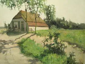 Paul van der Ven - Olieverf op doek , Landschap met boerderij kopen? Bied vanaf 80!