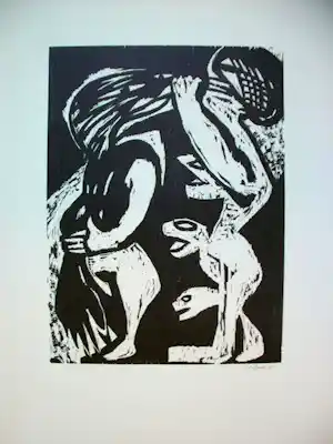Ina Barfuss - Holzschnitt, o.T., Tierdarstellung 1985 kopen? Bied vanaf 90!