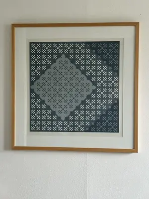 Henk van der Plas - Abstract Geometrische Compositie in wit, grijs en blauw kopen? Bied vanaf 30!