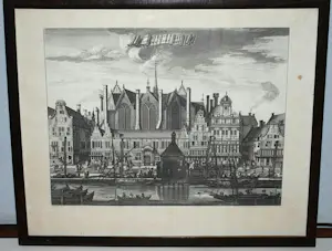 Jan Luyken - Amsterdam, Rokin met de Nieuwezijds Kapel - origineel 1694 kopen? Bied vanaf 50!