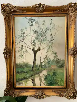 Paul van der Ven - Landschap, bomen langs de sloot verkocht voor € 106!