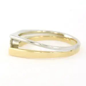 14k bicolour gouden ring met briljant geslepen diamant 0.15ct - rm 18 kopen? Bied vanaf 400!