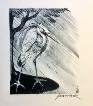 Jan Schonk - Litho "Reiger" 1929 verkocht voor € 50!