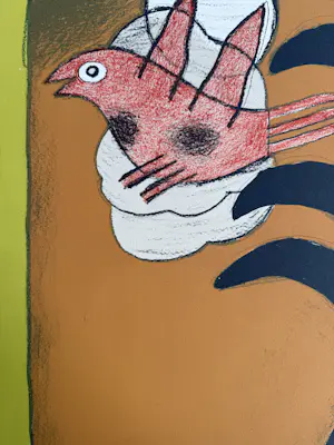 Corneille - handgesigneerde kleurenlitho | 'Nu bleu sous un oiseau' | 1989 kopen? Bied vanaf 350!