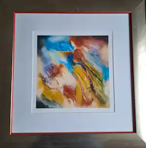 Wil Lof - Kleurrijk figuratief werk in lijst, met passe-partout. kopen? Bied vanaf 25!